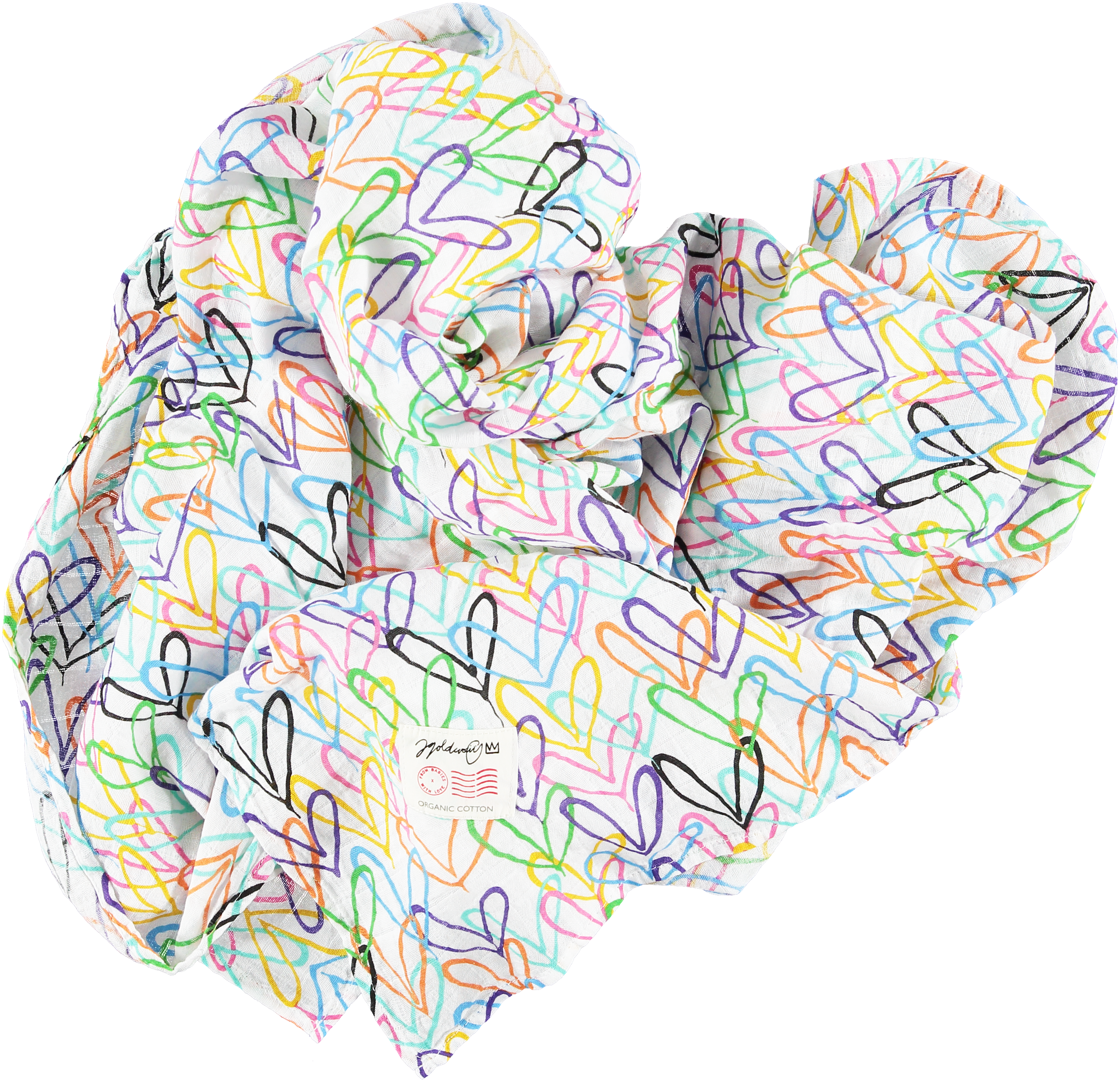 #Lovewall organic muslin baby swaddling shawl - James Goldcrown x From Babies with Love
